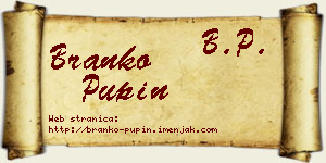 Branko Pupin vizit kartica